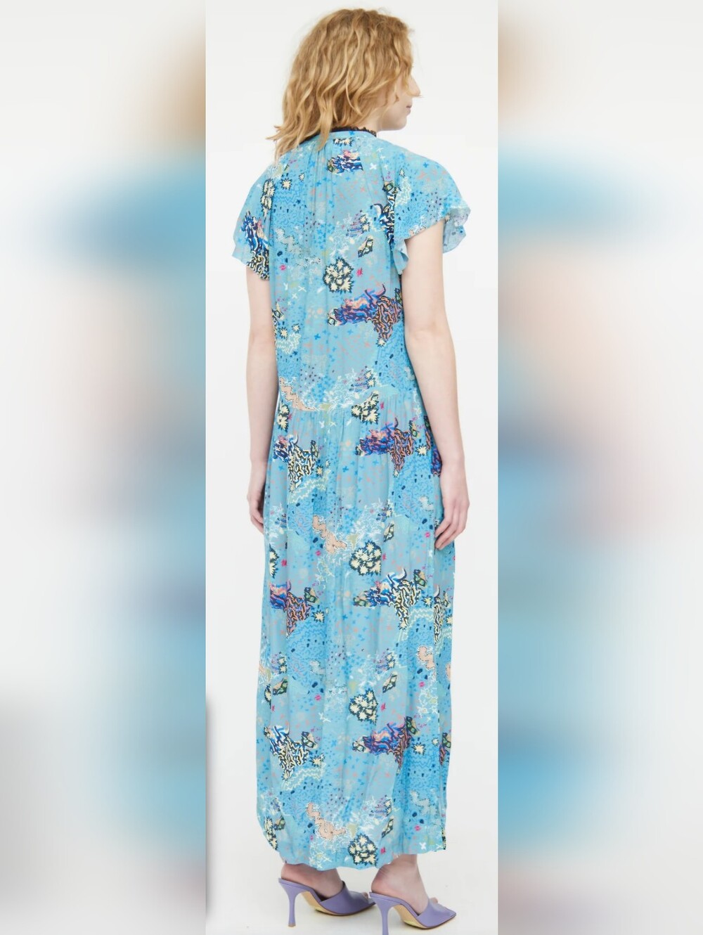 Zadig & Voltaire Blue & Multicolour Ruskie Glam Ruffled Dress - Picture 9 of 13